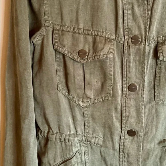 Sanctuary Army Style Utility Jacket Snap Front Pockets Olive Green Size S or M - Picture 7 of 14